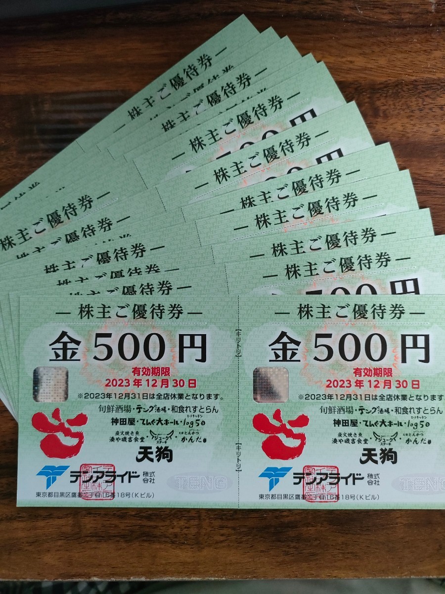 送料無料】テンアライド 株主優待券 500円22枚計11,000円分 天狗