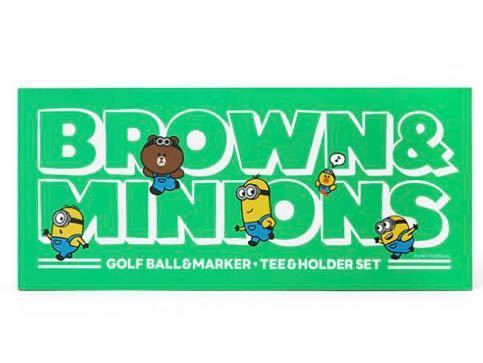 MINIONS X BROWN & FRIENDS GOLF BALL(8PCS)+MARKER SET LINEフレンズ　ゴルフボール　マーカー　ホルダーセット　ミニオンズ ブラウン_画像1