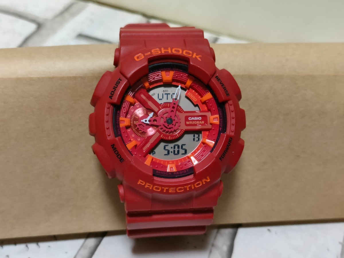 好評。CASIO カシオ G-SHOCK Gショック GA-110AC-4AJF Blue and Red Series RED バックライト写真あり　電池新品