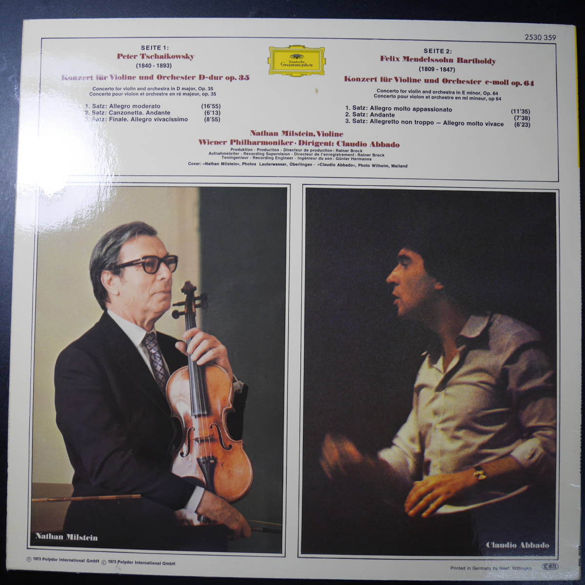 アナログ ● NATHAN MILSTEN（violin） WIENER PHIL. CLAUDIO ABBADO（cond）/CHAIKOVSKY 他 ～ DG（GERMANY）2530359_画像2