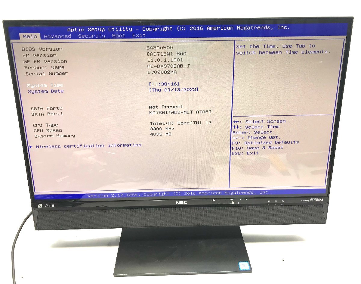 AL: NEC☆VALUESTAR DA970/E Corei7-6567U 3.3GHz/ 4GB/☆無線