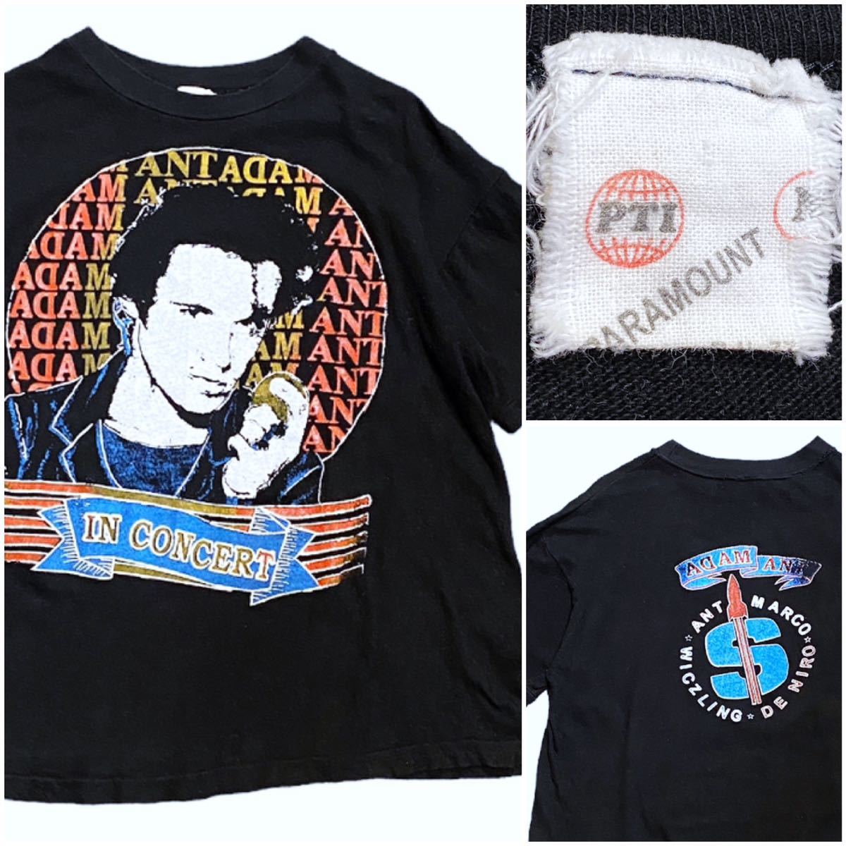 パキ綿 80's ADAM ANT アダムアント ヴィンテージ ロック バンド Tシャツ PARAMOUNT パラマウント ブラック 黒 ツアー パンク ヴィヴィアン