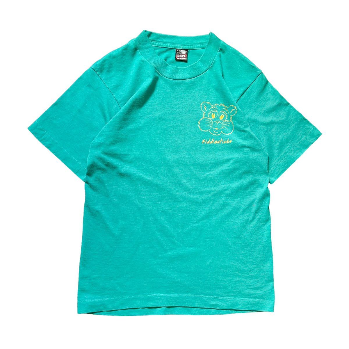 USA製 90’s FRUIT OF THE LOOM ヴィンテージ Tシャツ 緑 グリーン キッズ 14-16サイズ メンズSサイズ相当 アニマル プリント レディース_画像2