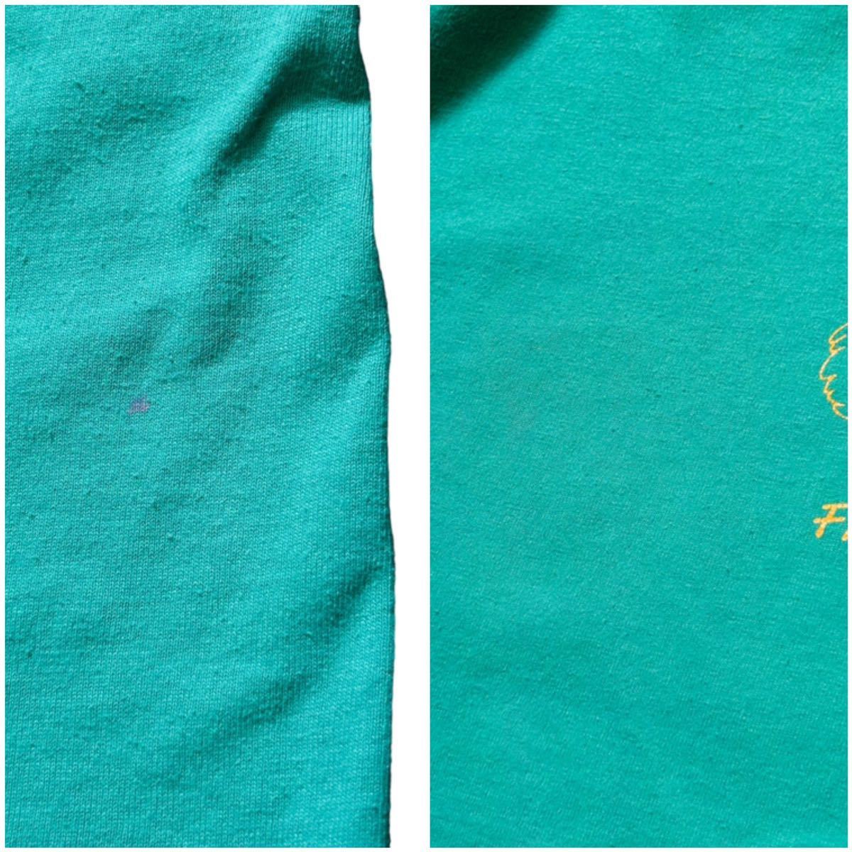 USA製 90’s FRUIT OF THE LOOM ヴィンテージ Tシャツ 緑 グリーン キッズ 14-16サイズ メンズSサイズ相当 アニマル プリント レディース_画像10