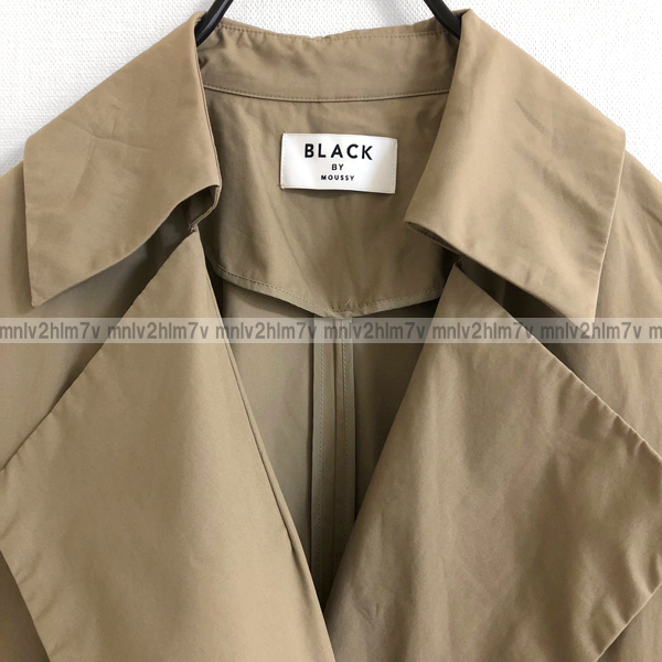 [ черный bai Moussy ] большой размер тренчкот бежевый хлопок длинное пальто весеннее пальто BLACK BY MOUSSY