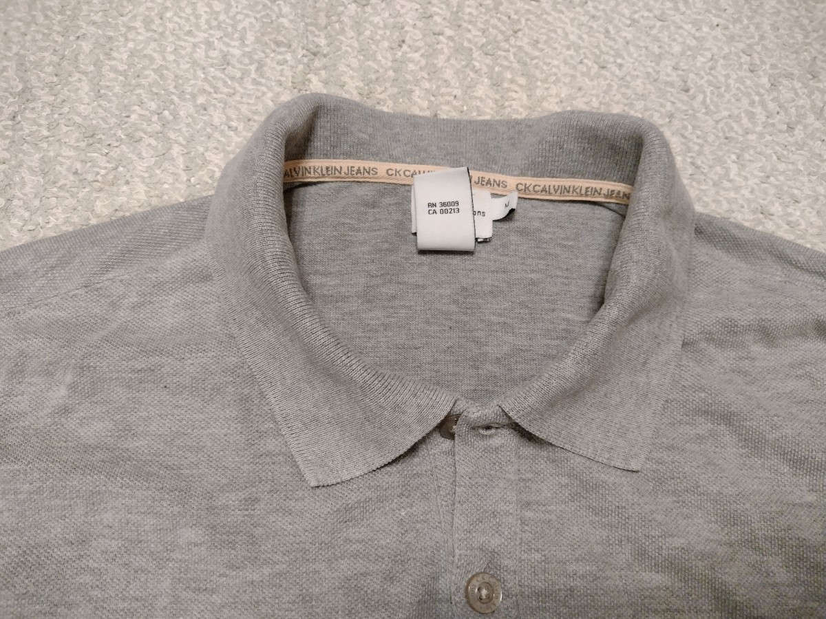 USA購入 Calvin Klein jeans カルバンクライン ジーンズ cK 半袖 ポロシャツ グレー Mサイズ L 美品_画像2