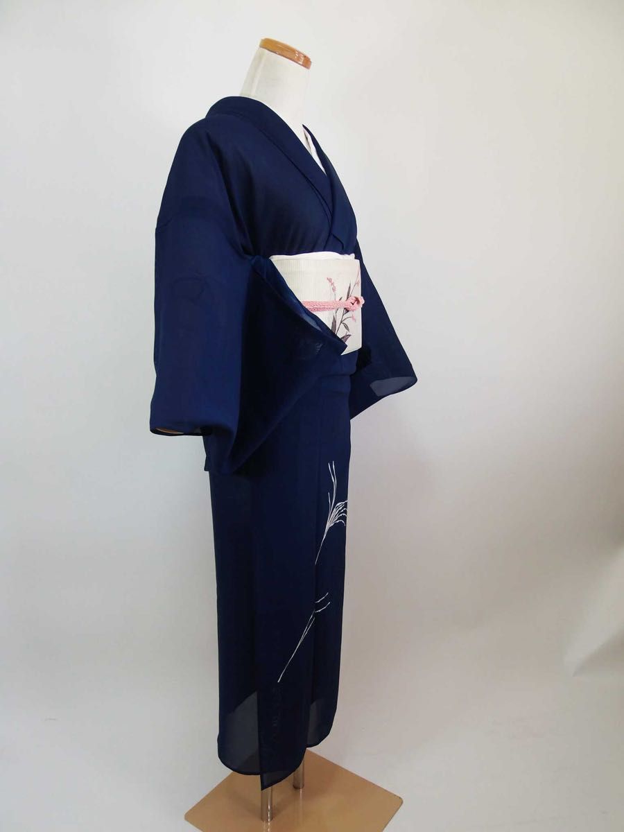 夏着物 附け下げ 駒絽 草花文様 正絹 中縹色|Yahoo!フリマ(旧PayPay