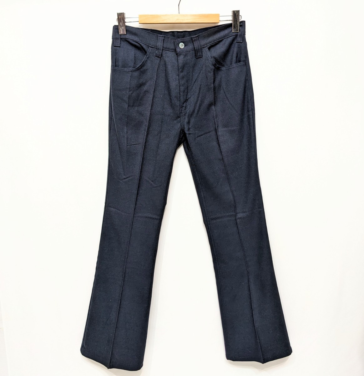 W84cm デッドストック Levi's STA-PREST スタプレ 646 70s VINTAGE フレア ブーツカット パンツ ネイビー NUVO FLARES フラッシャー無_画像1