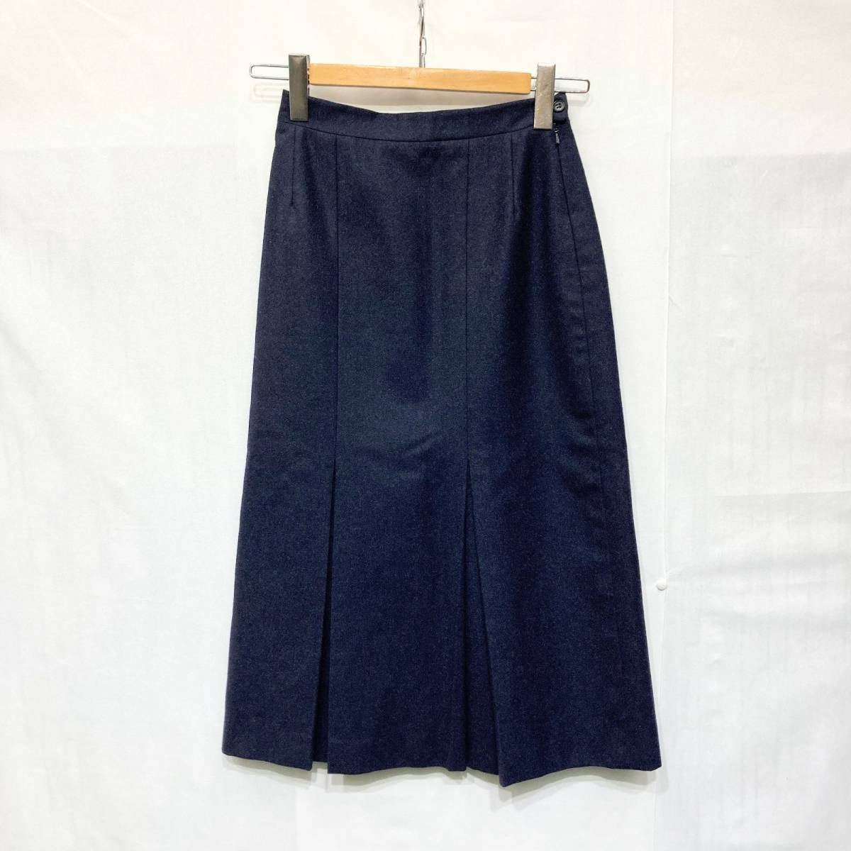 BURBERRYS Burberry длинная юбка одноцветный темно-синий размер 40 шерсть подкладка искусственный шелк OLD б/у одежда VINTAGE