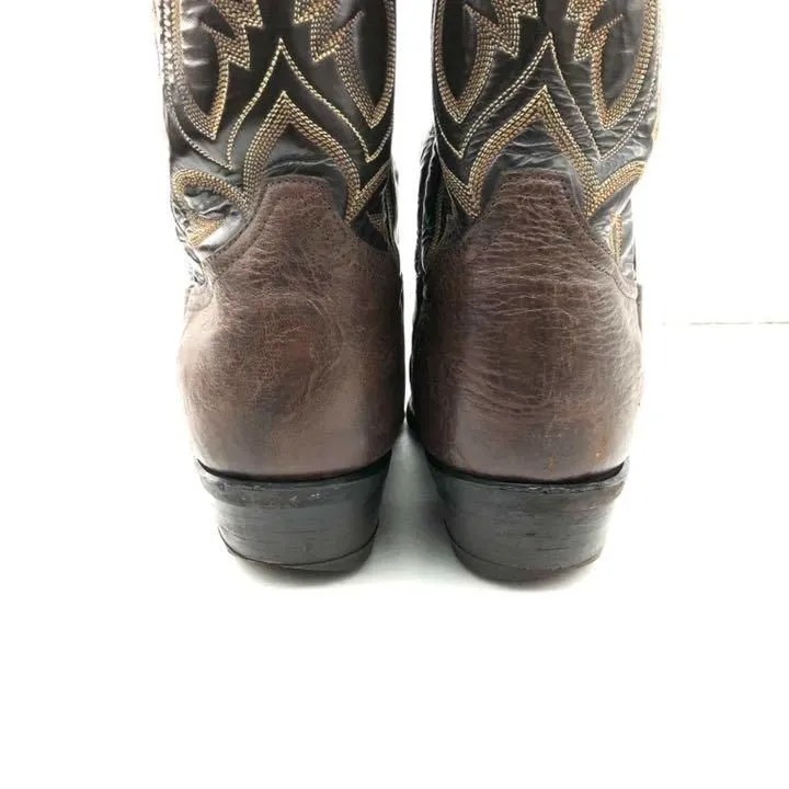 Tony Lama Tony Lama ковбойские сапоги Country ботинки two цветный переключатель .US81/2 26.5cm черный Brown 90s 00s OLD б/у одежда 
