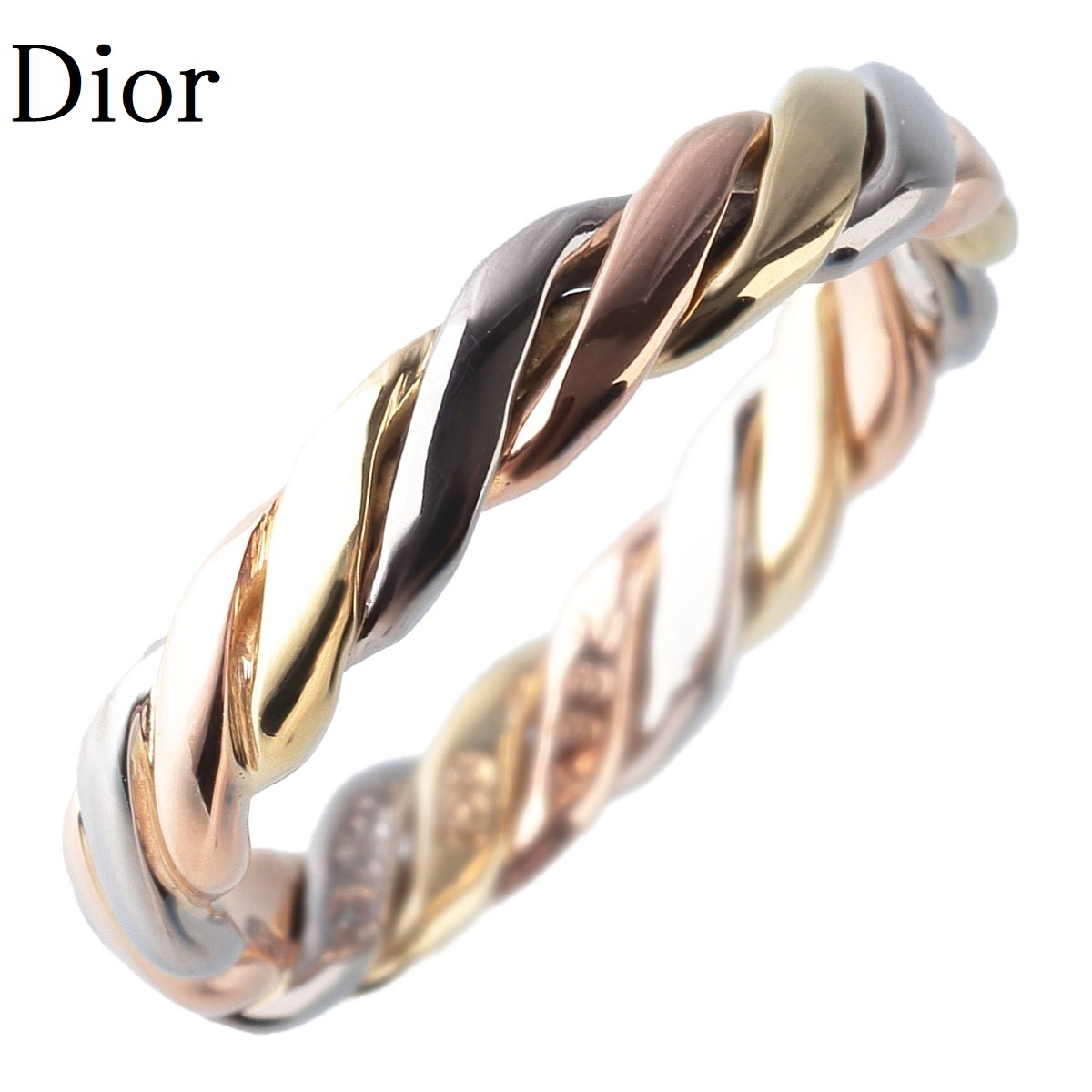 ディオール ツイスト リング 8.5号 スリーカラー 750 新品仕上げ済 Christian Dior【12936】