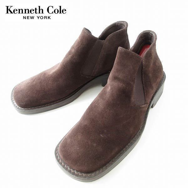 KENNETH COLE スクエアトゥ スエード サイドゴア ブーツ 28cm ダークブラウン系 ケネスコール メンズ 靴 d130-32-0148ZV