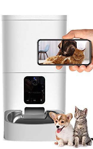ブリシア カメラ付き自動給餌器 猫 犬 自動餌やり機 6L大容量 アプリで1日8回まで wifi ペットカメラ 録音可 ・・・