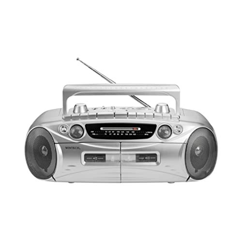 おまけ付】 WINTECH ダブルラジカセ WCT-2 シルバー マイク入力端子