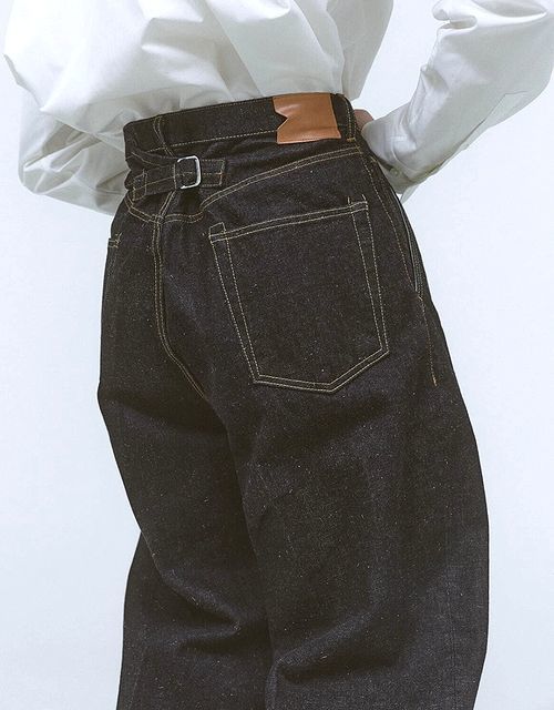 定価44,000円 美品 23SS MARKAWARE マーカウェア PLEATED WIDE DENIM キモノデニム シンチバック タック ワイドパンツ INDIGO 2_画像1