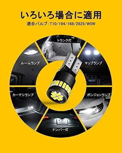 AUXITO T10 LED 爆光 ホワイト 2個 キャンセラー内蔵 LED T10 車検対応 3014LEDチップ24連 12V_画像7