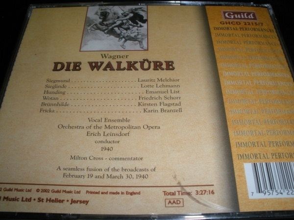 廃盤 3CD ラインスドルフ ワーグナー ワルキューレ フラグスタート メルヒオール リスト メトロポリタン 指環 1940 Wagner Leinsdorf MET_画像2