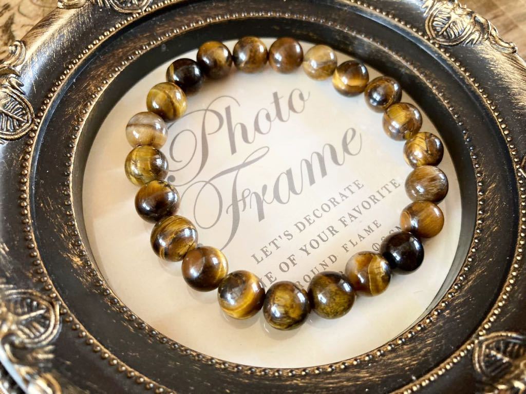 上品 タイガーアイ ブレスレット 天然石 タイガーズアイ 虎目石 アクセサリー tiger's eye bracelet gemstone vintage accessory F1_画像2