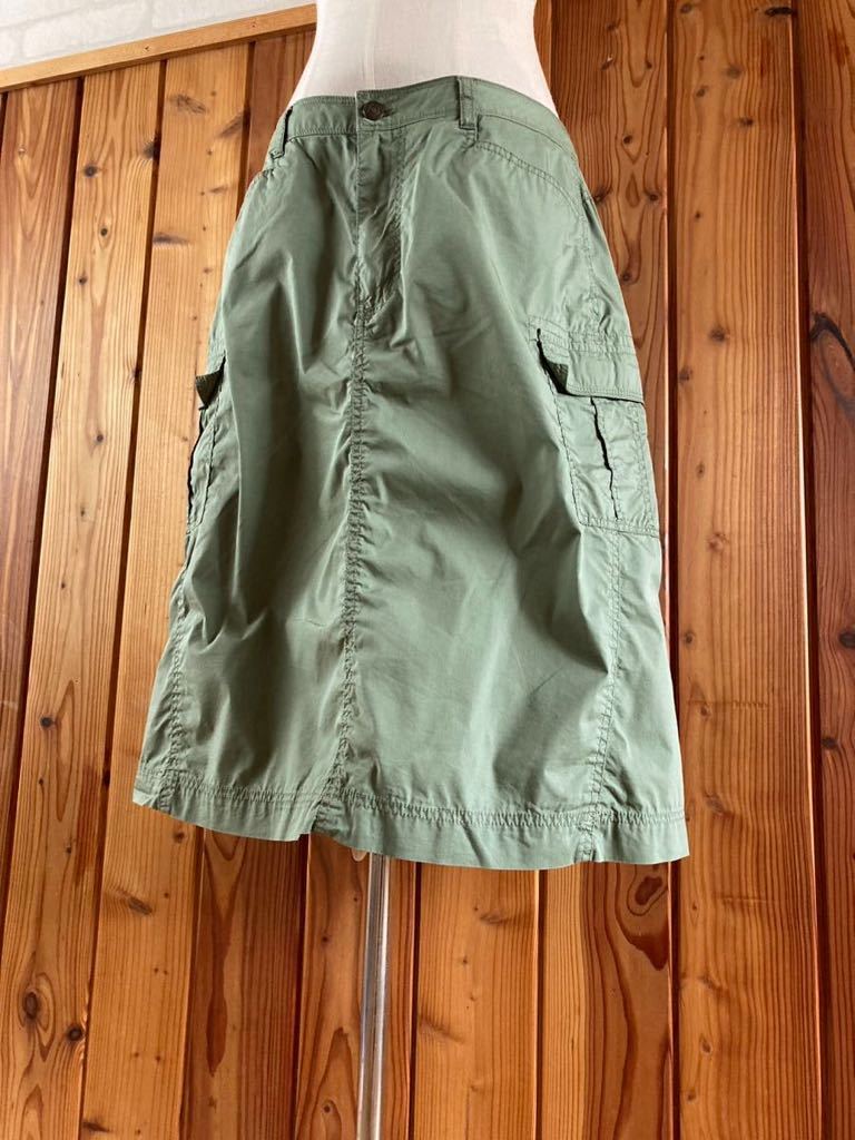 ミリタリー タイト カーゴ スカート L-LLサイズ位 膝丈 カーキ レディース 古着 アウトドア 山ガール サバイバル skirt military ⑪_画像3