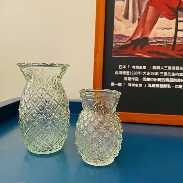 台湾雑貨 パイナップル S◆フラワーベース 花瓶◆ガラス キャンドル◆fsa22210d_Mサイズも出品中