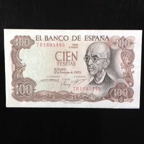 World Paper Money Seasonal Wrap入荷 SPAIN 100 期間限定 1970 Pesetas