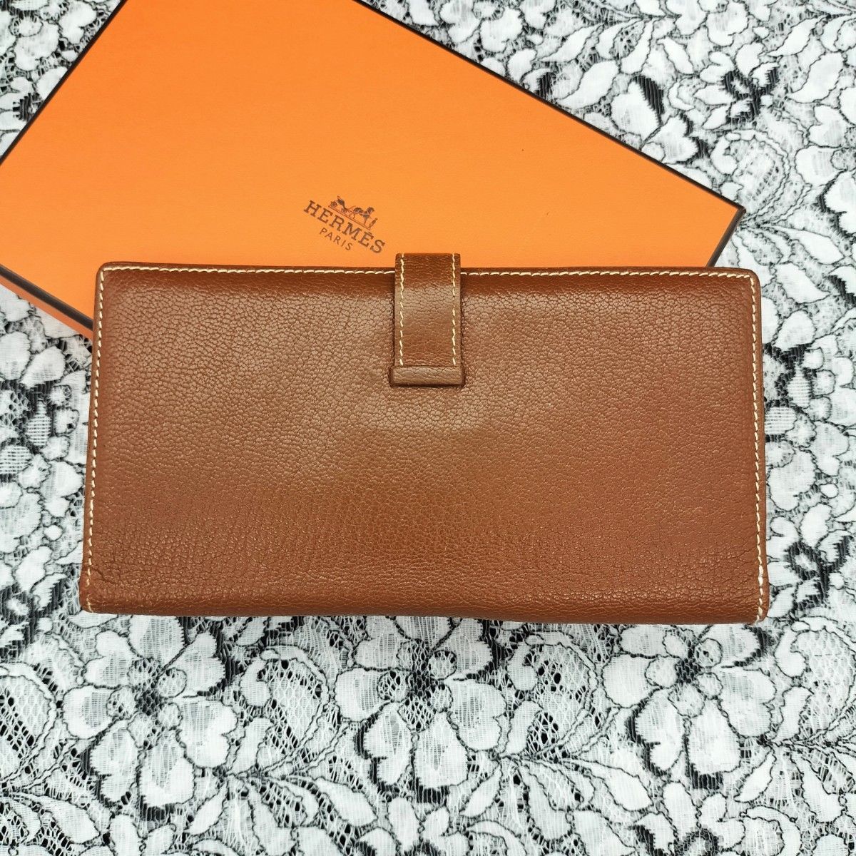エルメス ベアンクラシック ブラウン ゴールド金具 シェーブル □H 長