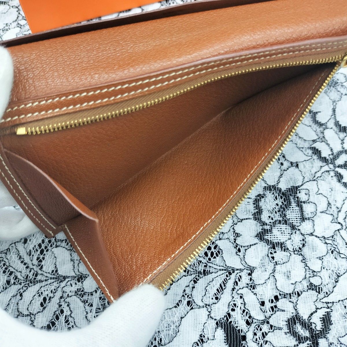 エルメス ベアンクラシック ブラウン ゴールド金具 シェーブル □H 長
