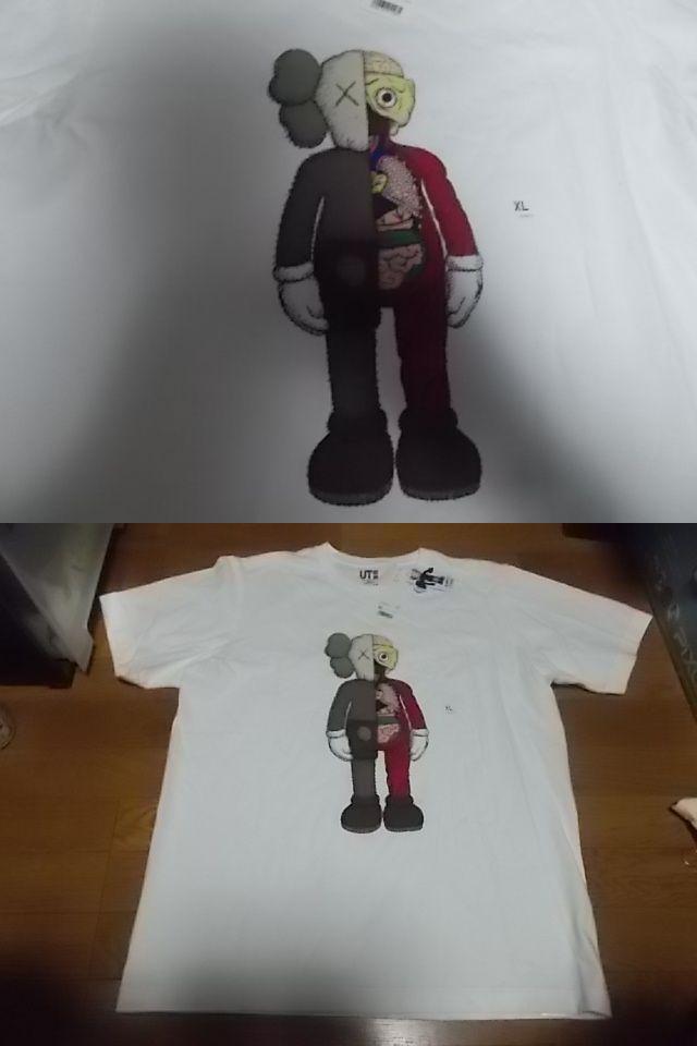 送料無料 新品 kaws カウズ コラボ 人体模型 Tシャツ 白 XL uniqlo ユニクロ TQ105_画像1