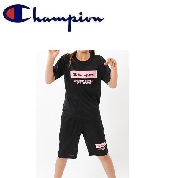 Champion チャンピオン キッズＴシャツ＆ショートパンツ ブラック×ピンク 160　CK-XSW02　上下セット　子供　キッズ