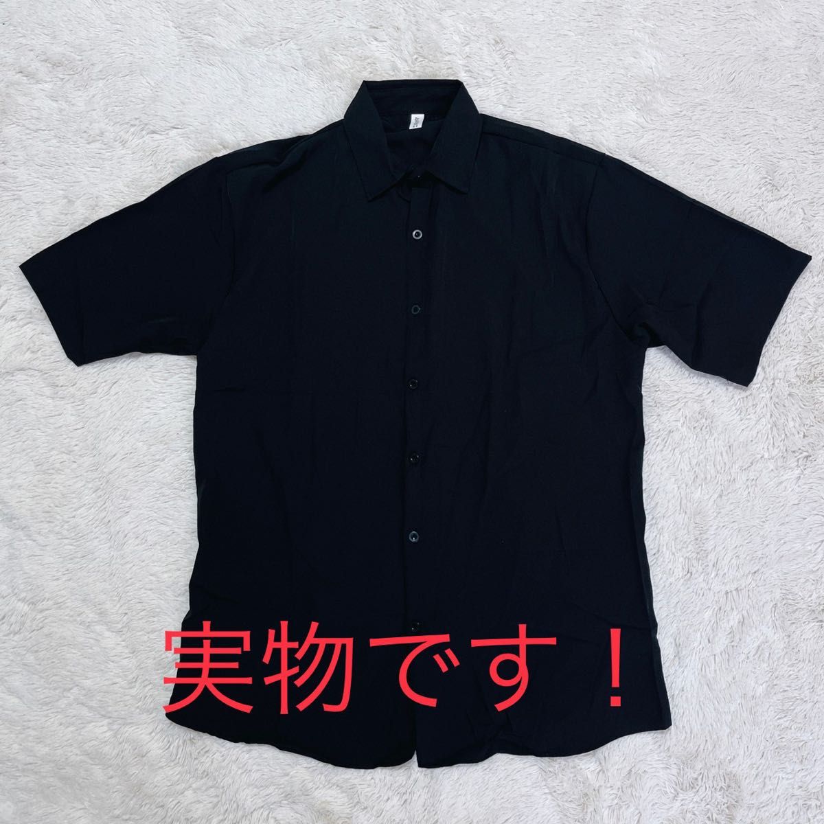 シャツ  半袖 ブラウス トップス 開襟シャツ カジュアル　オーバーサイズ  黒