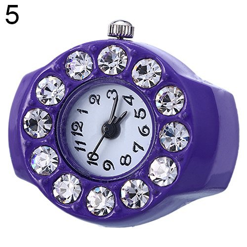 [ postage our company charge ] ring clock men's clock size free human work diamond lady's watch clock ring 8 kind FRW-A-1[ 2 pink color ]