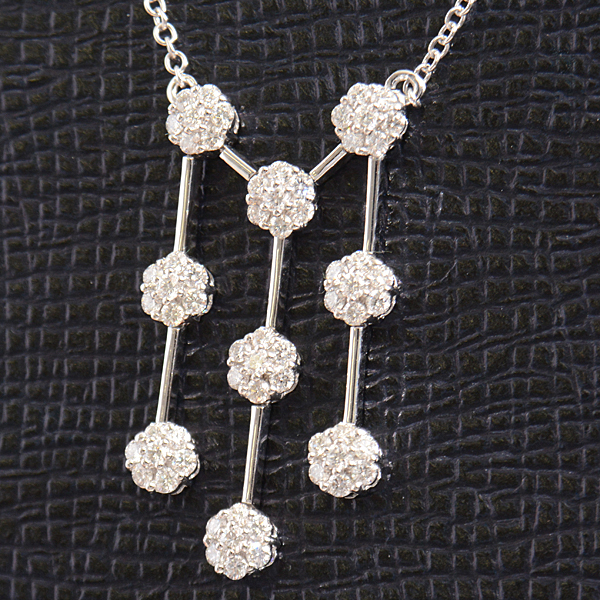 クイーンジュエリー ネックレス レディース ダイヤモンド デザイン ネックレス D1.25ct ホワイトゴールド Queen Jewelry 750WG 中古_画像9