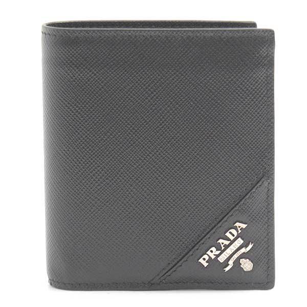 プラダ 財布 メンズ レディース 二つ折り財布 サフィアーノ ブラック PRADA 2MO008 未使用展示品