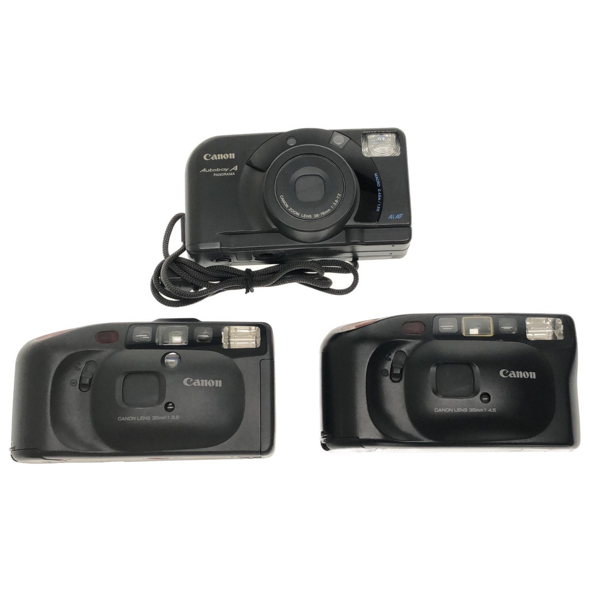 【完動品 3点まとめ】Canon Autoboy A PANORAMA + Lite2 DATE + Prisma DATE キャノン オートボーイ コンパクトフィルムカメラ C3560_画像1