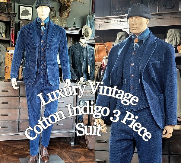 *maji authentic style! Old retro american book@ Indigo . indigo 3 piece setup suit size S~4XL new goods kendo uniform large size *576