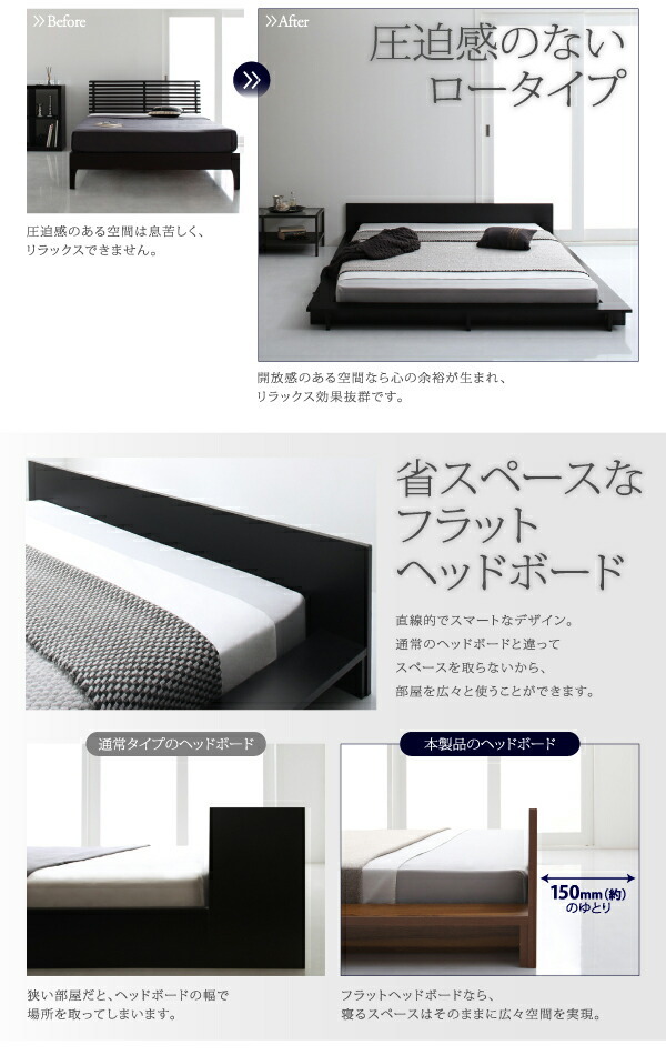 シンプルモダンデザインフロアローステージベッド ベッドフレームのみ シングル 組立設置付 ホワイト_画像5