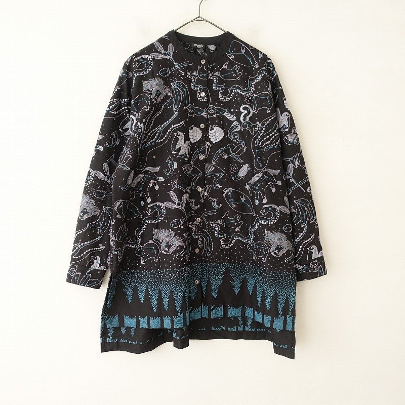 【定価2.2万】マーブルシュッド marble SUD *stella Tunic*刺繍プリントバンドカラーブラウスシャツ(25-2307-47)【91G32】_画像1