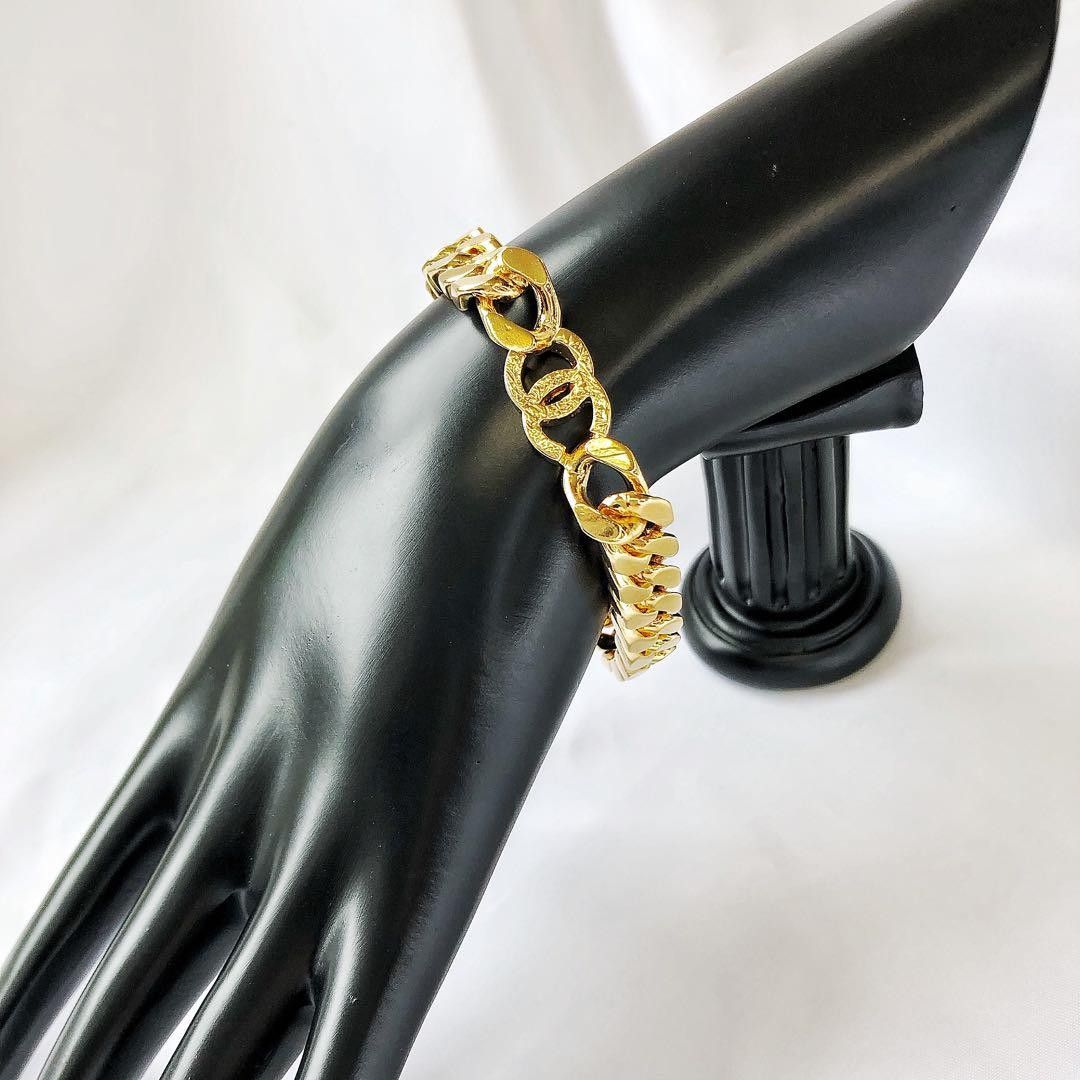 CHANEL シャネル ロゴプレート 喜平チェーン ブレスレット CHANEL シャネル ロゴプレート 喜平チェーン ブレスレット