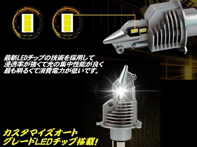 車検対応 6000k 16000LM H4 LED ヘッドライト 2灯 ワンタッチ 一体型 ポン付け/ジムニー ワゴンR ハスラー ラパン エブリイワゴン アルト B_画像2