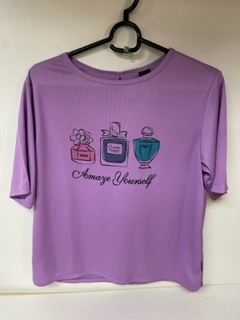 55★DRY　UVCARE　パフュームプリントシャツ　Tシャツ　　紫　L　カーブス★新品　【定価3.300】_画像1