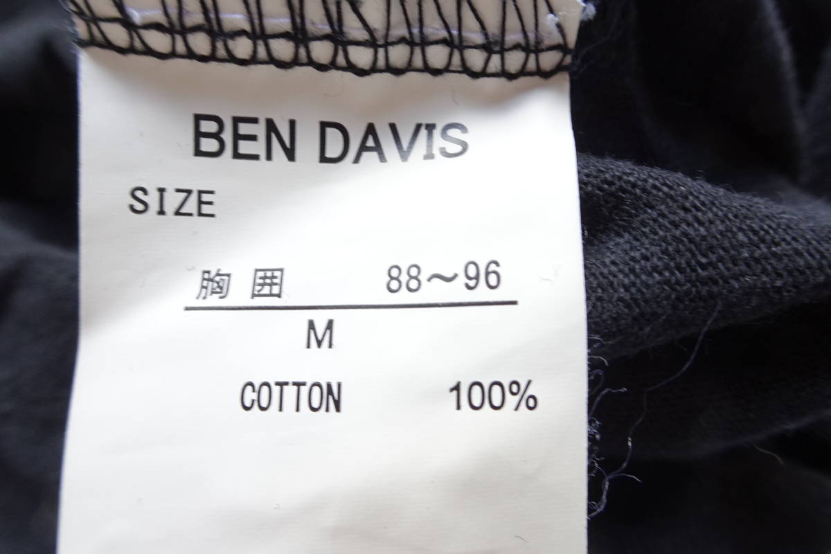 BEN DAVIS/ベンデイヴィス/半袖Tシャツ/クルーネック/左胸ポケット/ロゴタグワッペン/シンプル/無地/黒/ブラック/Mサイズ(7/20R)_画像4