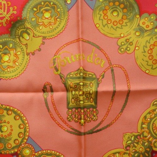 76885HERMES エルメス 新品同様美品 カレ90 Brins d'or 金の若枝