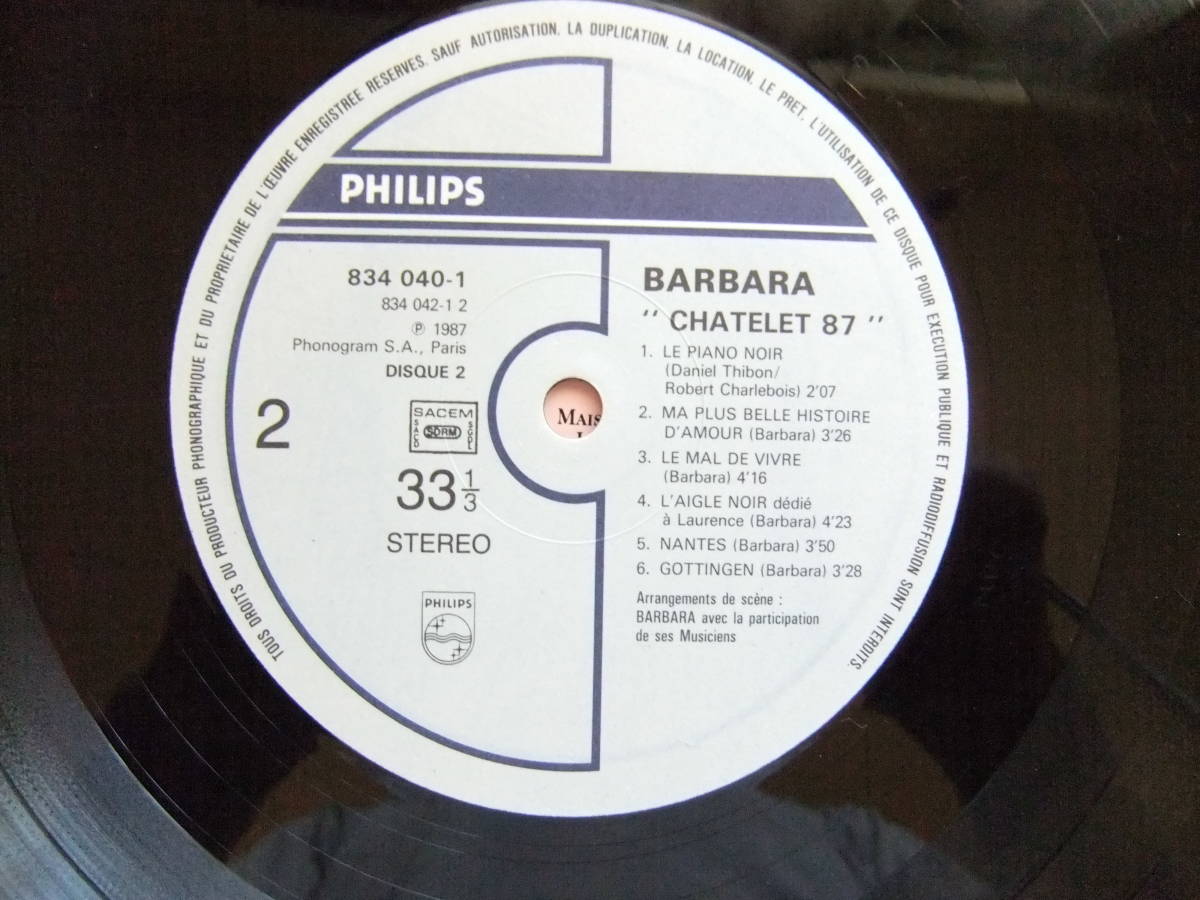 バルバラ「シャトレ’８７」barbara / chatelet 87 25PP-245-246 2LP_画像5