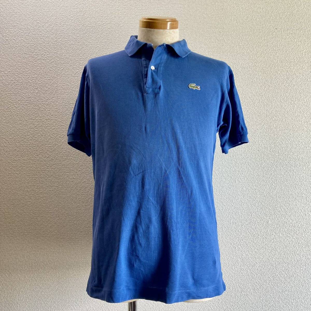 【made in FRANCE】 70s フランス製 CHEMISE LACOSTE シュミーズラコステ 鹿の子ポロシャツ 3 （M）青 ブルー系 フレンチラコステ フレラコ