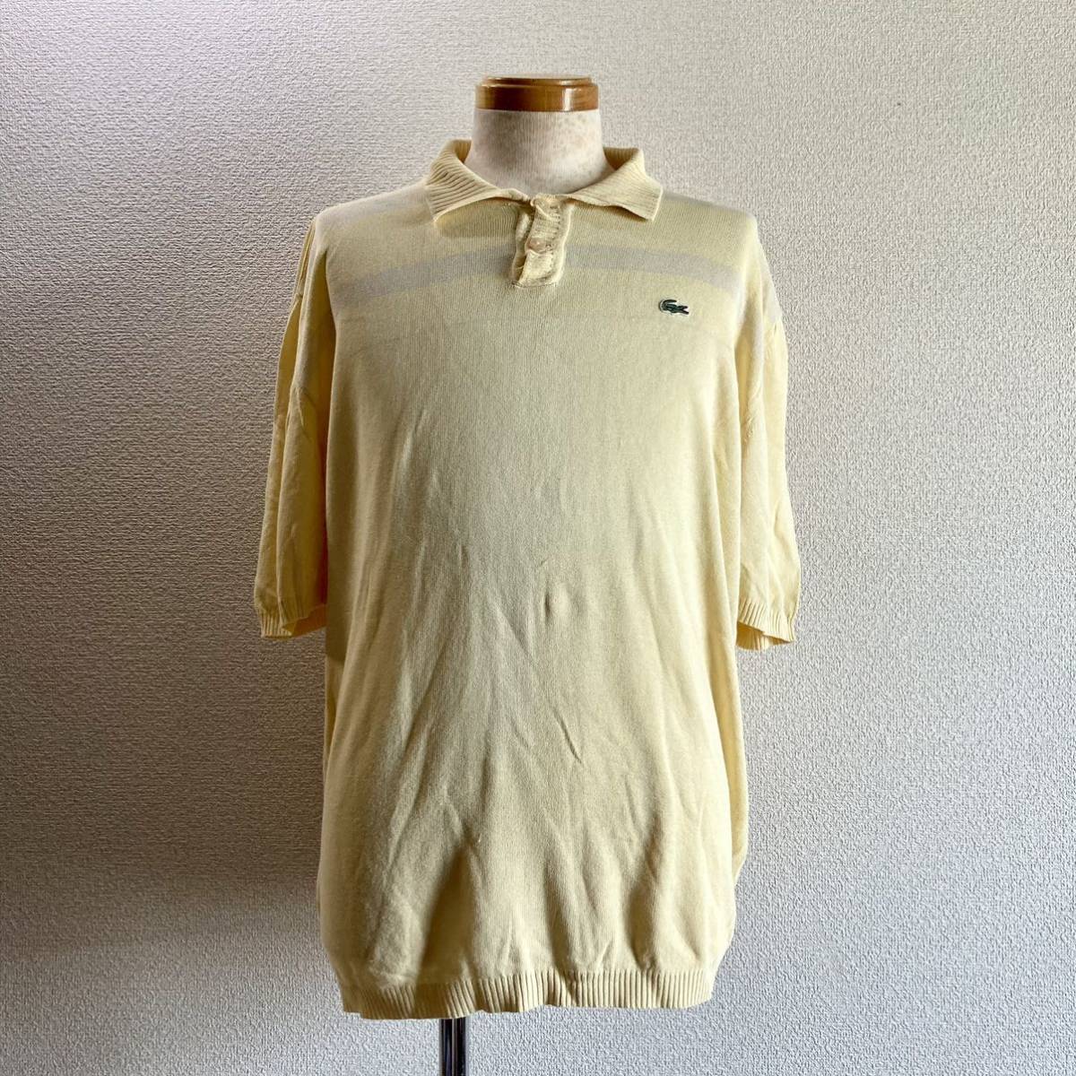 【made in Spain】 スペイン製 CHEMISE LACOSTE シュミーズラコステ ニットポロシャツ ７（XL程度）イエロー系 フレンチラコステ フレラコ_画像1