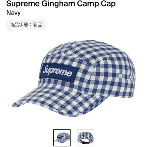 Supreme Gingham Camp Cap シュプリーム ギンガム キャンプキャップ ネイビー_画像1