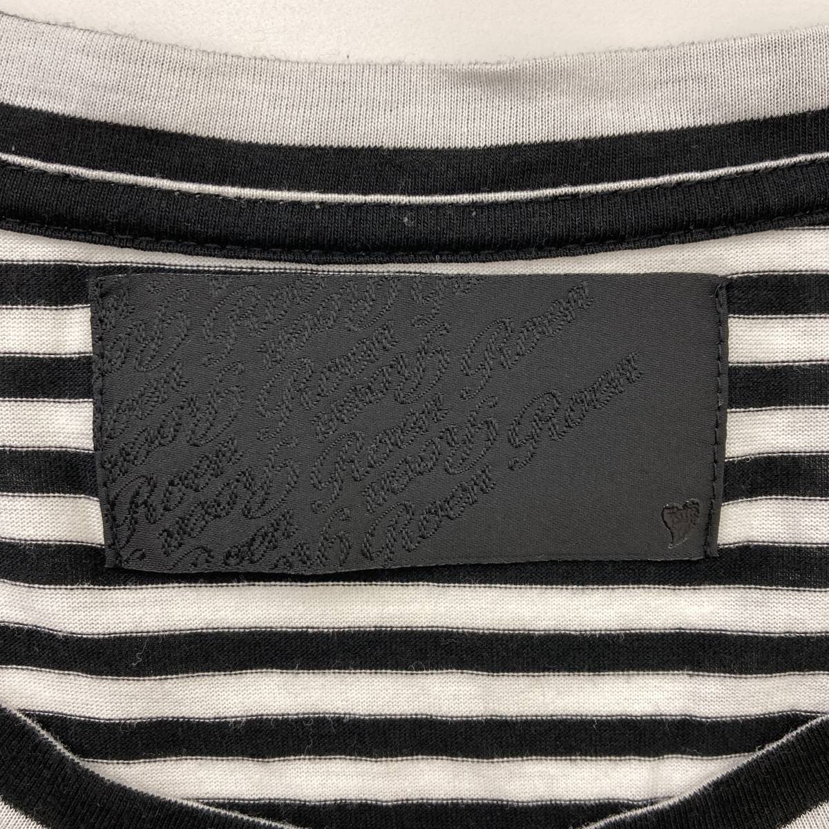 Roen スカル ロゴ ボーダー 半袖 Tシャツ 日本製 46サイズ (Mサイズ) ロエン 髑髏 ドクロ カットソー 3030528_画像4