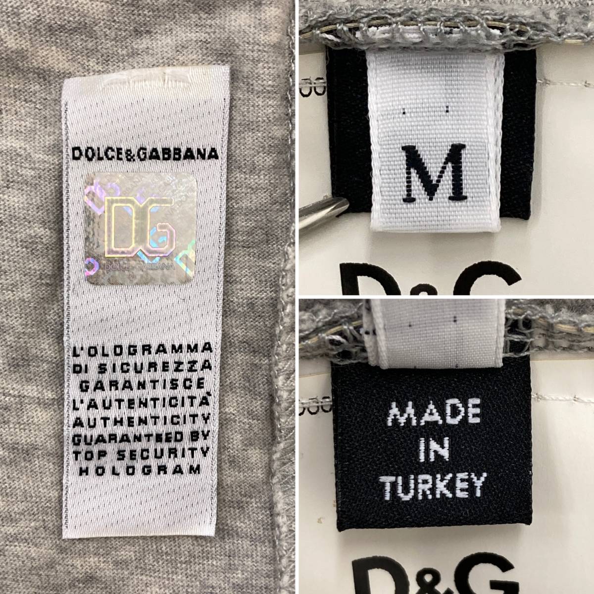 D&G DOLCE&GABBANA ダメージ加工 半袖 Tシャツ グレー メンズ Mサイズ ドルチェ&ガッバーナ ドルガバ カットソー 3060036_画像5