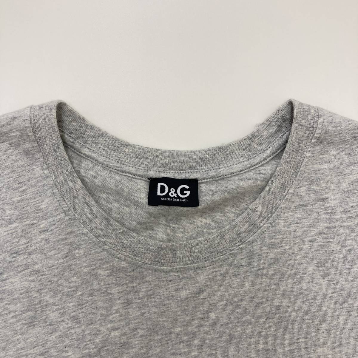 D&G DOLCE&GABBANA ダメージ加工 半袖 Tシャツ グレー メンズ Mサイズ ドルチェ&ガッバーナ ドルガバ カットソー 3060036_画像6