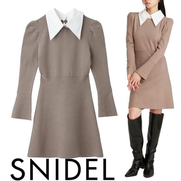 高級品市場 SNIDEL(スナイデル)ホワイトカラーミニニットワンピ